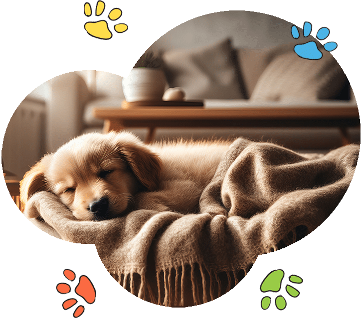 doggy day care nap time for cute puppy